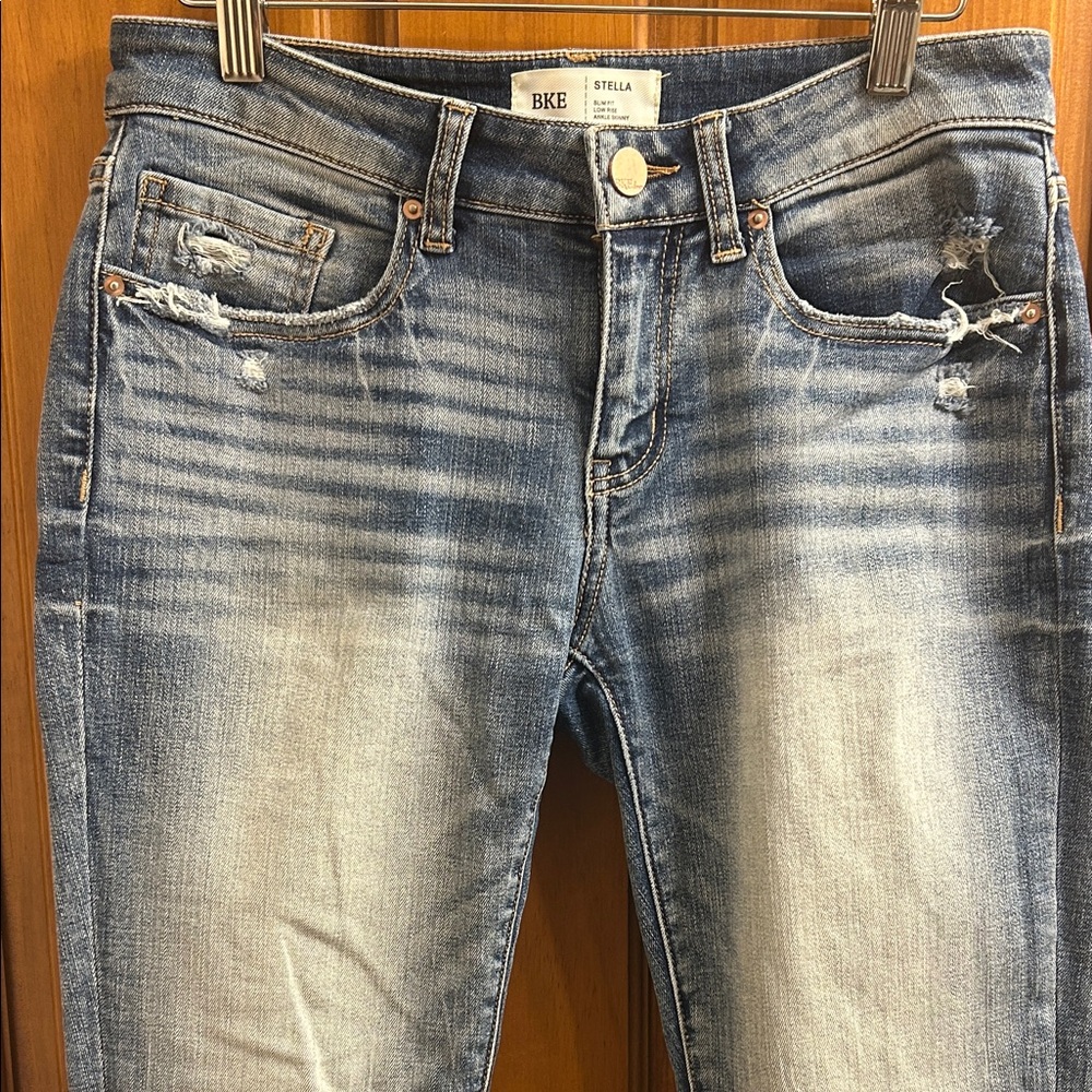 BKE Stella Distressed Skinny Jeans - Blue